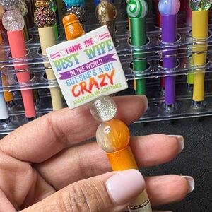 Colorful Beaded Pen with Fun Quote